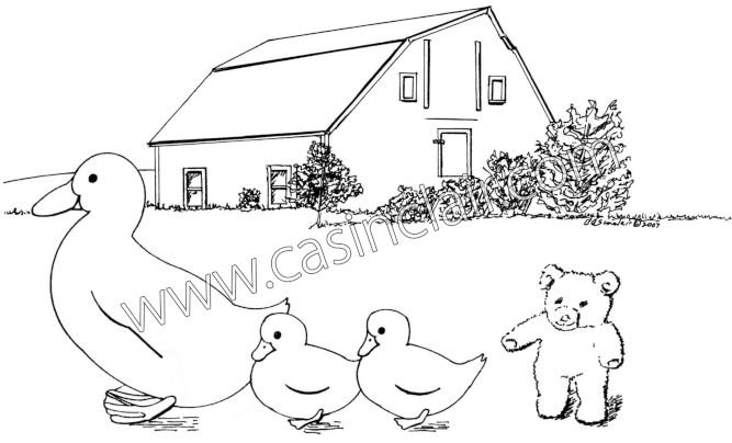 Ducks Chased by Baby Teddy Bear: Drawing