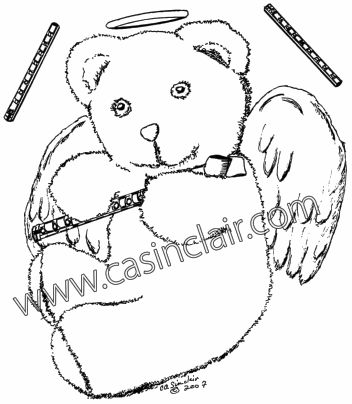 Teddy Bear and Flute: Drawing