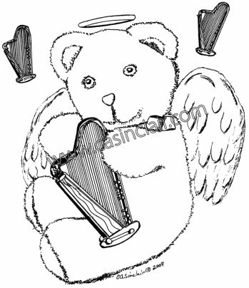 Teddy Bear and Harp: Drawing