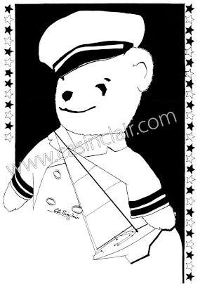 Starred Teddy Bear Captain: Drawing