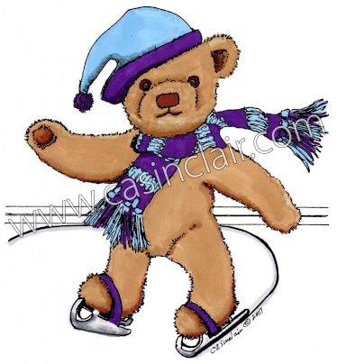 Ice Skating Teddy Bear Boy: Color