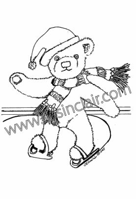 Ice Skating Teddy Bear Boy: Drawing