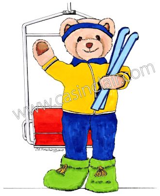 Skiing Teddy Bear: Color