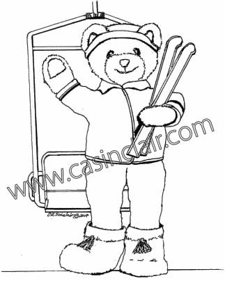 Skiing Teddy Bear: Drawing