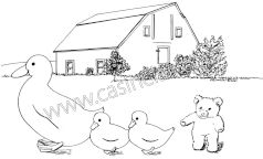 Ducks Chased by Baby Teddy Bear: Drawing
